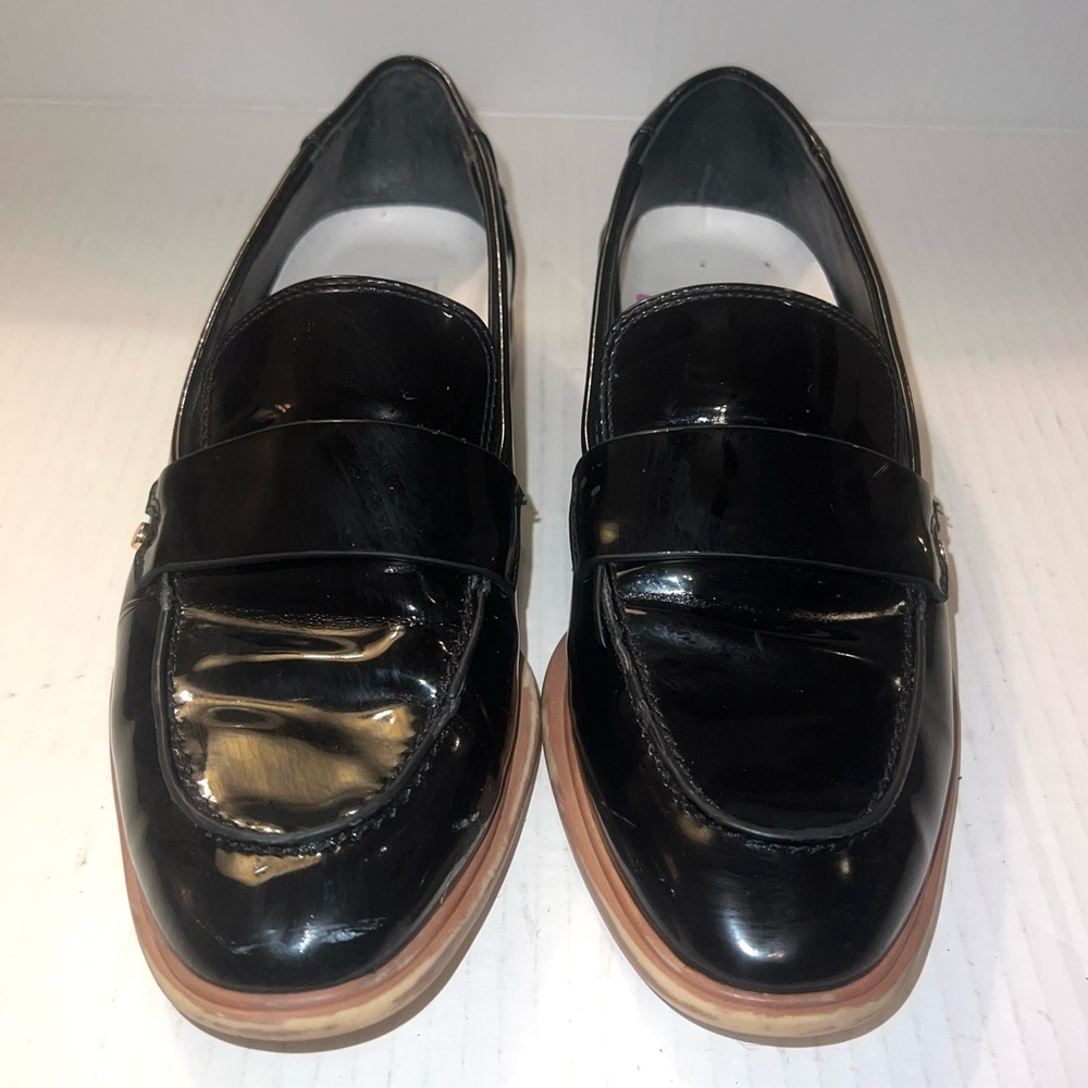 Franco Sarto Black Patent Leather Loafers Women's Fashion Shoes‎